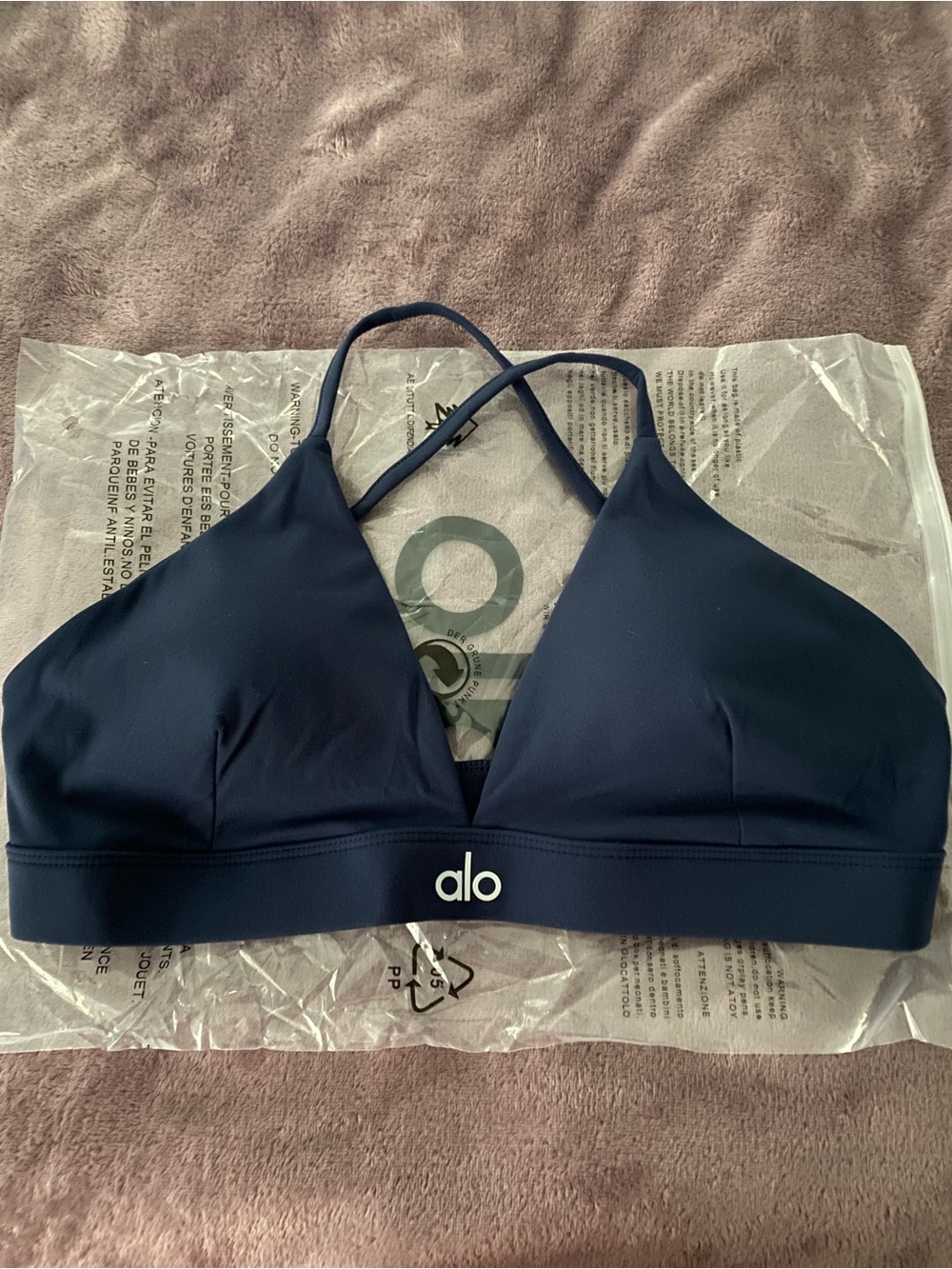 ALO Yoga Navy Strappy Sports Bralette